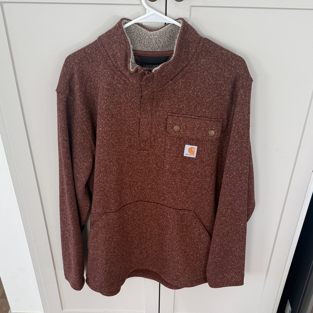 Carhartt Maroon Button-Up Hoodie